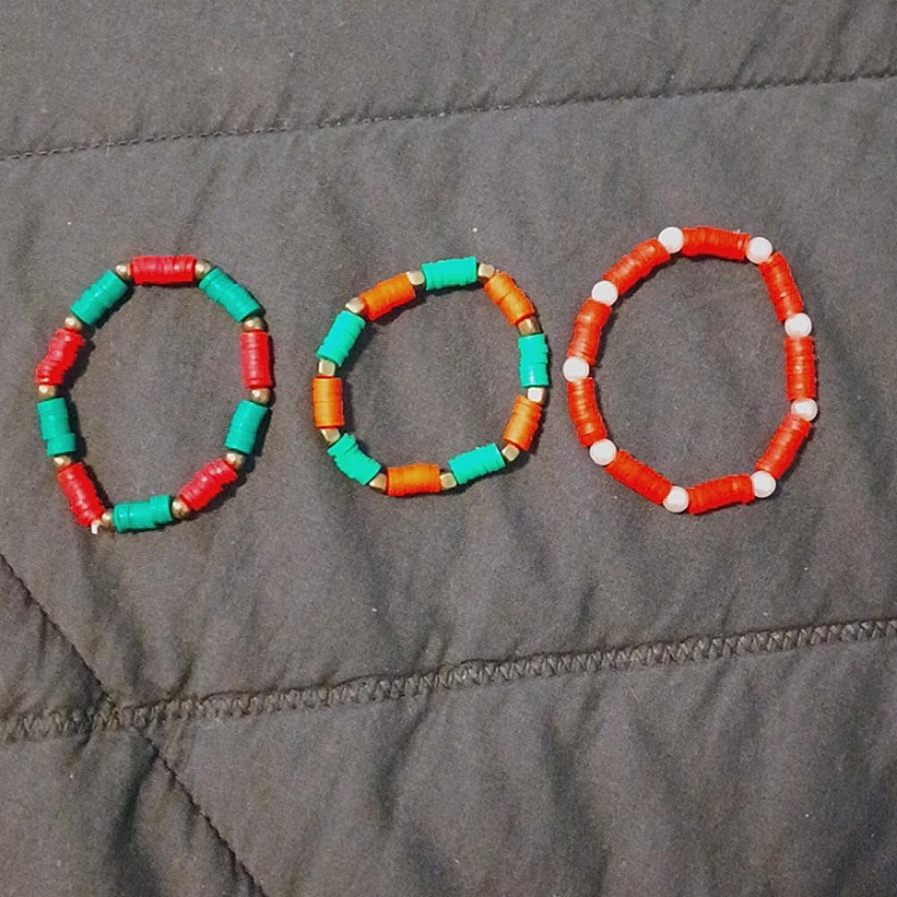 3p Red and Green handmade bracelets